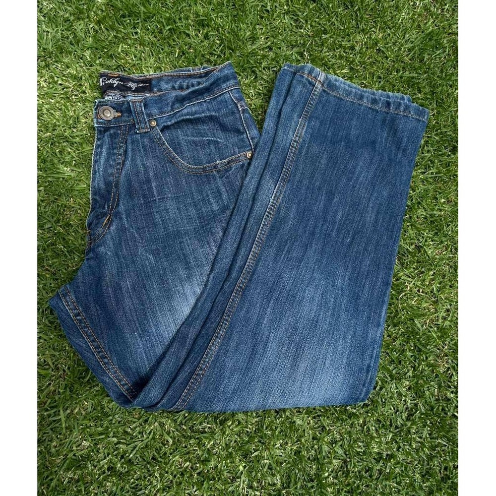 Brooklyn Xpress Mens Straight Leg Jeans Blue Denim W30 L30 Indigo Wash